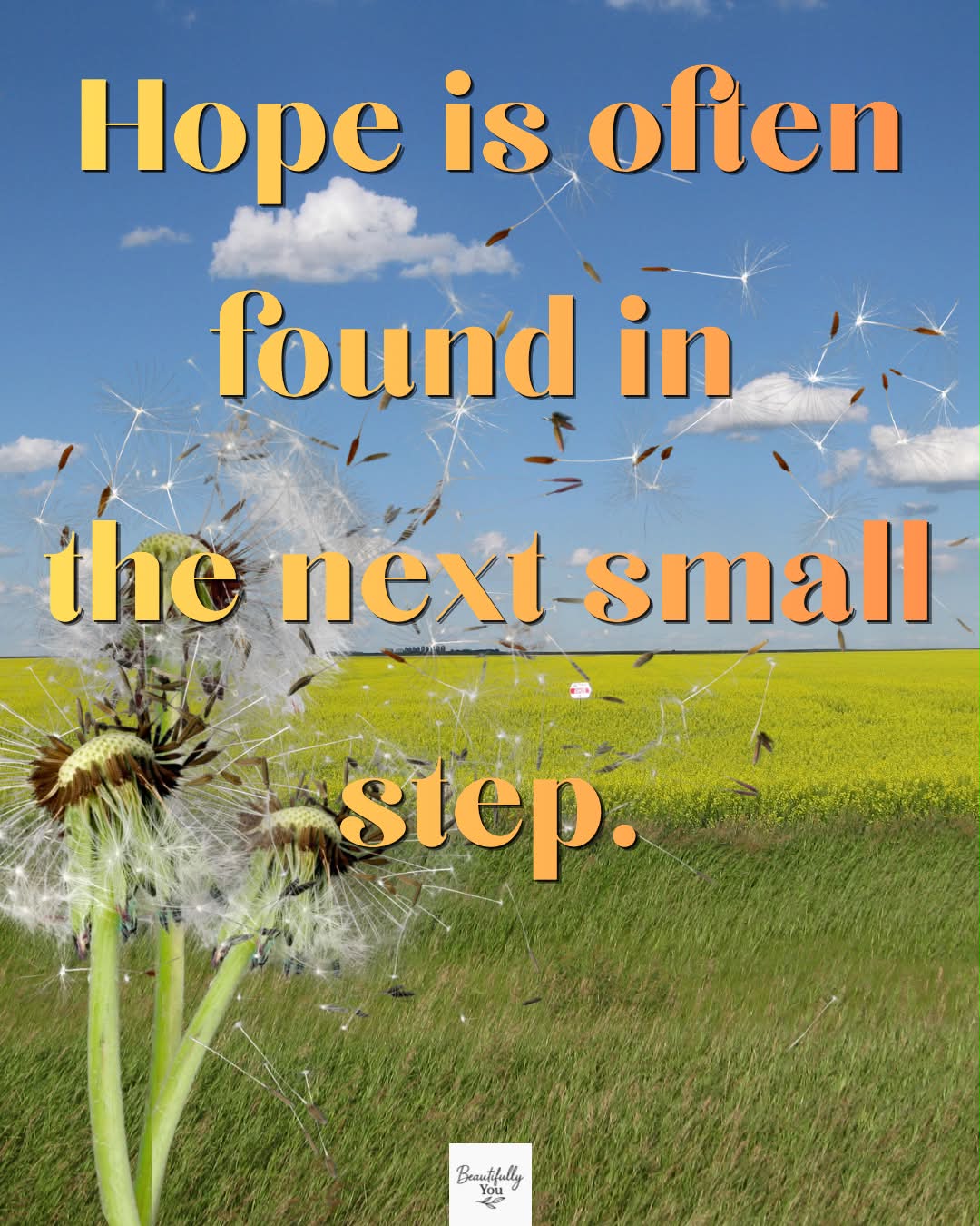 Sometimes we think hope arrives all at once.

More often, it shows up in the smallest moments—a new idea, a kind word, a deep breath, or simply the courage to take one more step.

You don’t have to have everything figured out today. Just keep moving forward. One small step has a way of leading to the next.

✨ Hope is often found in the next small step.

What small step are you taking today?

#ChooseHope #OneStepAtATime #KeepGoing #NewDayNewPossibilities #BeautifullyYouByChristy